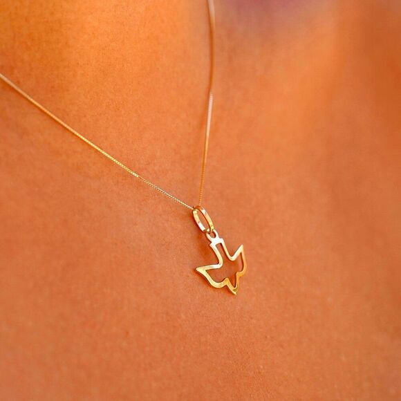 14K Solid Gold Holy Spirit Dove Charm Pendant 0.7g - Picture 2 of 4